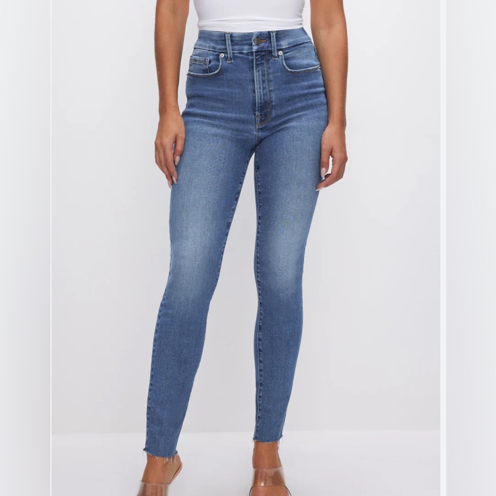 Good American High Rise classic skinny Blue Jeans size large